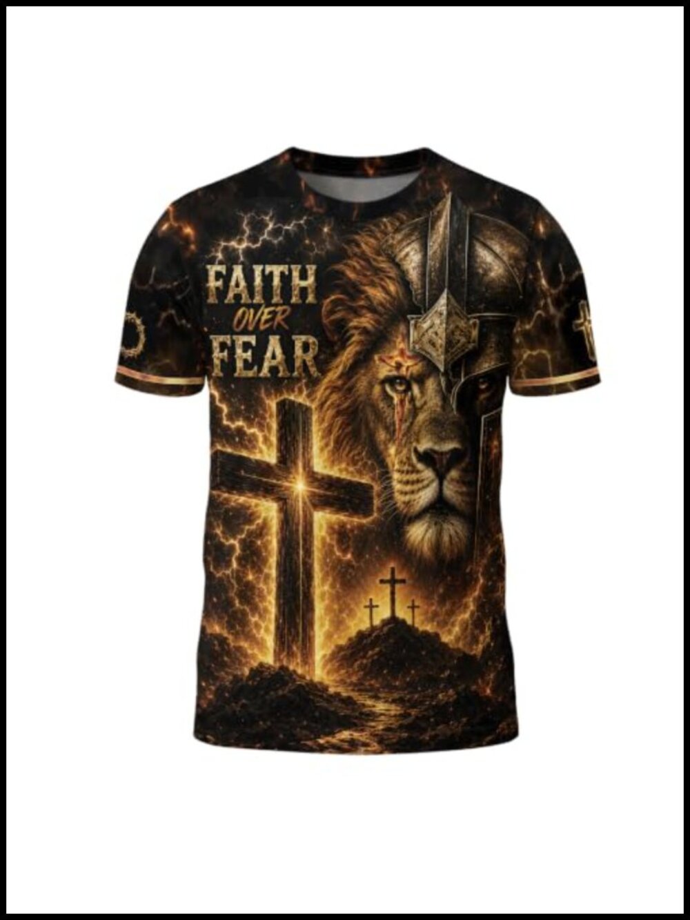 Faith Over Fear Graphic T-Shirt Men's Christian Tee Crew Neck Short Sleeve